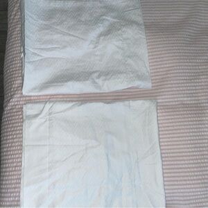 2 BELLINO Italy standard Pillow Shams WHITE 100% Egyptian cotton Geo Jacquard